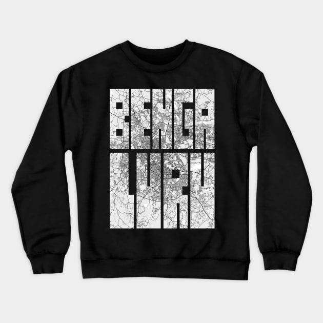 Bengaluru, India City Map Typography - Light Crewneck Sweatshirt by deMAP Studio